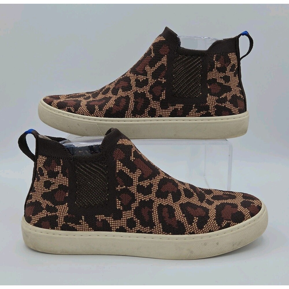Rothy's The Chelsea Wildcat Leopard Print High Top Sneaker Boots Womens Size 8.5